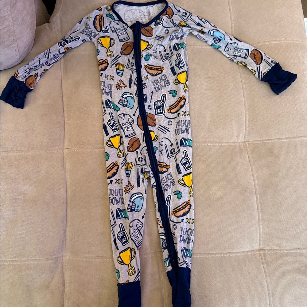 Little Sleepies Zippy Sports-Themed Bodysuit with Navy Accents